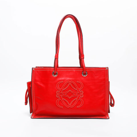 LOEWE logo leather Tote Bag Red WS20054