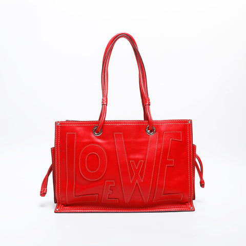 LOEWE logo leather Tote Bag Red WS20054