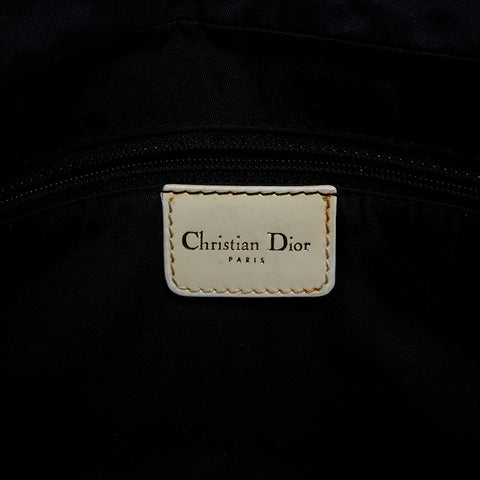 Christian Dior Malice Pearl Wool Cotton Shoulder Bag Black White WS20056