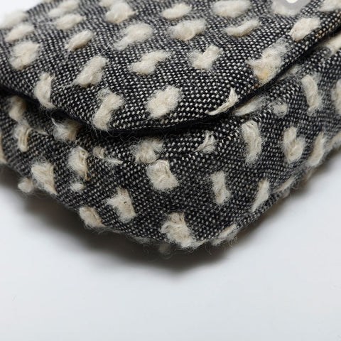 Christian Dior Malice Pearl Wool Cotton Shoulder Bag Black White WS20056