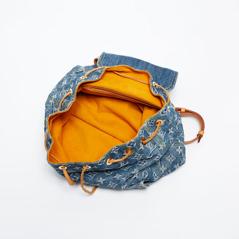 路易威登 2006 年 Monogram Denim Sac Ad GM 背包日背包蓝色 WS20065