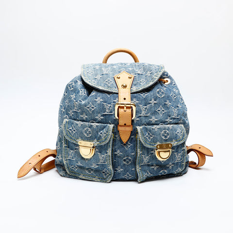 LOUIS VUITTON 2006 Monogram Denim Sac Ad GM Backpack  Daypack blue WS20065