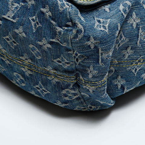 路易威登 2006 年 Monogram Denim Sac Ad GM 背包日背包蓝色 WS20065