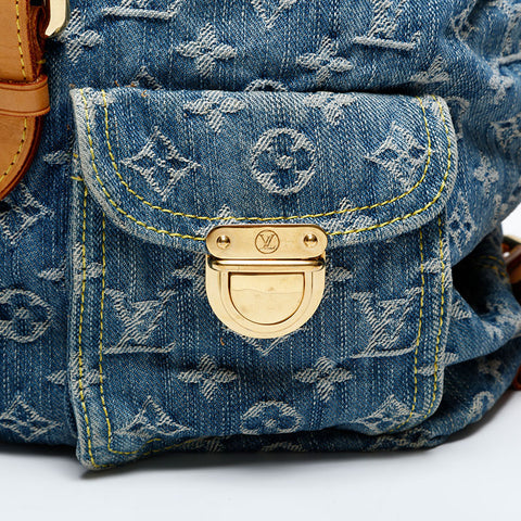 LOUIS VUITTON 2006 Monogram Denim Sac Ad GM Backpack  Daypack blue WS20065