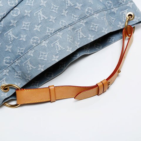 LOUIS VUITTON 2011 Monogram Denim Daily GM Shoulder Bag blue WS20069