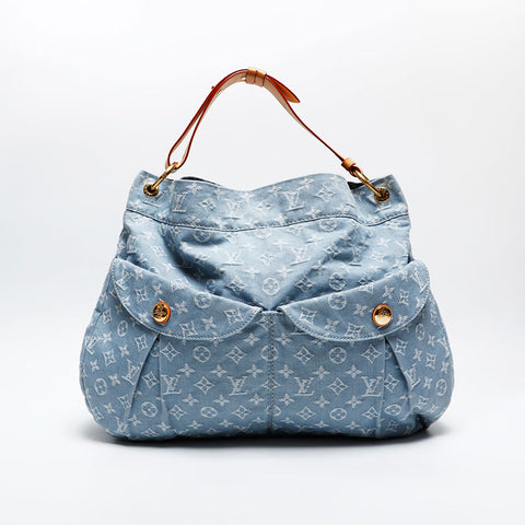 LOUIS VUITTON 2011 Monogram Denim Daily GM Shoulder Bag blue WS20069
