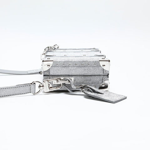 ルイ・ヴィトン LOUIS VUITTON ダミエ グリッター ウォレット・トランク ショルダーバッグ シルバー WS20070