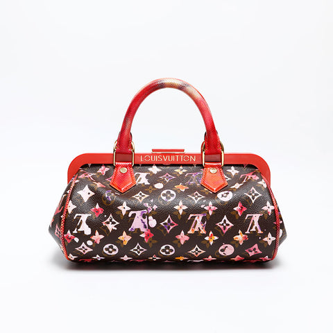 LOUIS VUITTON 2008 Monogram Watercolor Papillon Handbag Red WS20081