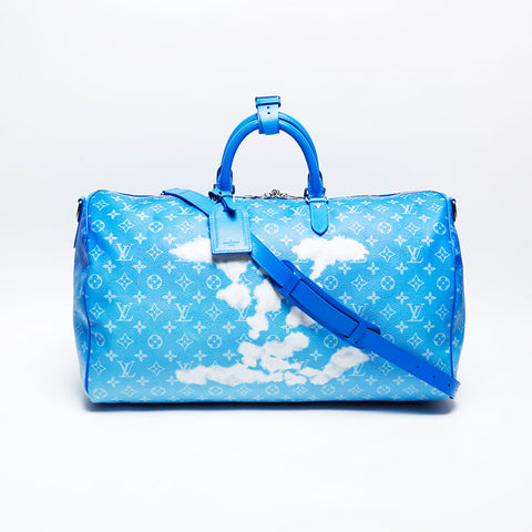 LOUIS VUITTON 2020 Monogram Cloud Keepall Bandouliere 50 Boston bag blue WS20089