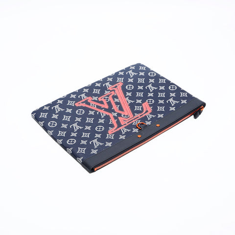 LOUIS VUITTON 2018 Monogram Ink Upside Down Pochette Apollo Clutch bag Navy WS20090