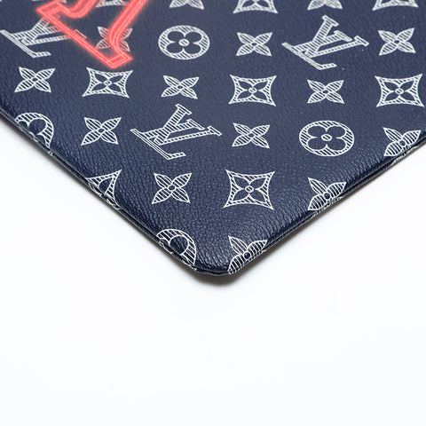 LOUIS VUITTON 2018 Monogram Ink Upside Down Pochette Apollo Clutch bag Navy WS20090