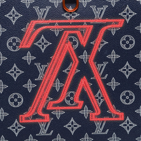 LOUIS VUITTON 2018 Monogram Ink Upside Down Pochette Apollo Clutch bag Navy WS20090