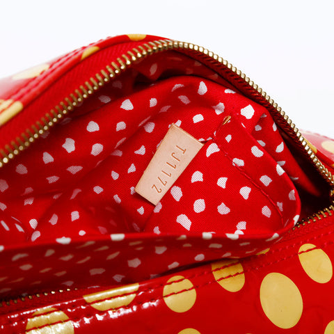 LOUIS VUITTON 2012 Vernis Dot Infinity Yayoi Kusama Papillon Shoulder Bag Red yellow WS20096