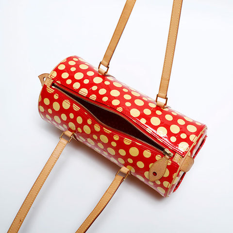LOUIS VUITTON 2012 Vernis Dot Infinity Yayoi Kusama Papillon Shoulder Bag Red yellow WS20096