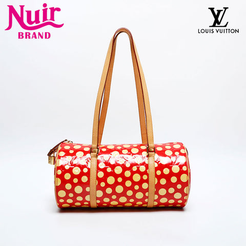 LOUIS VUITTON 2012 Vernis Dot Infinity Yayoi Kusama Papillon Shoulder Bag Red yellow WS20096