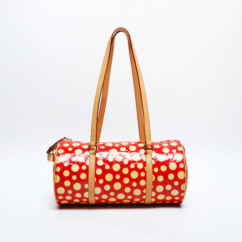 LOUIS VUITTON 2012 Vernis Dot Infinity Yayoi Kusama Papillon Shoulder Bag Red yellow WS20096