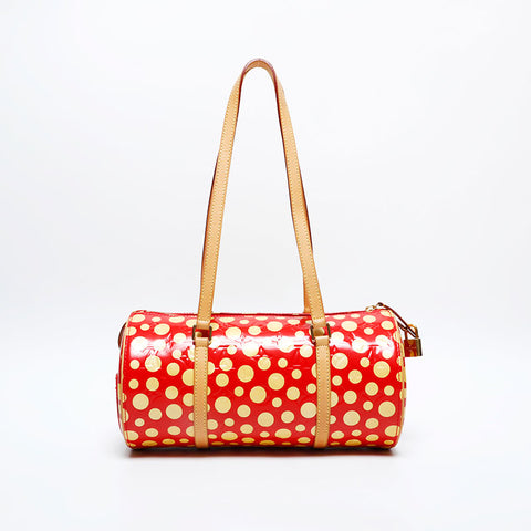LOUIS VUITTON 2012 Vernis Dot Infinity Yayoi Kusama Papillon Shoulder Bag Red yellow WS20096