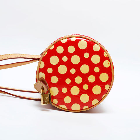 LOUIS VUITTON 2012 Vernis Dot Infinity Yayoi Kusama Papillon Shoulder Bag Red yellow WS20096