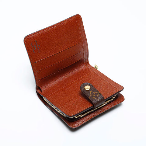 LOUIS VUITTON 2003 Monogram Compact Zip Bifold Wallet Brown WS20104