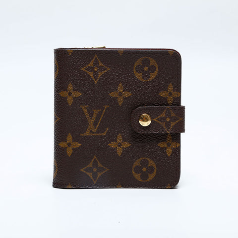 LOUIS VUITTON 2003 Monogram Compact Zip Bifold Wallet Brown WS20104