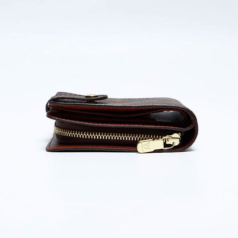 LOUIS VUITTON 2003 Monogram Compact Zip Bifold Wallet Brown WS20104