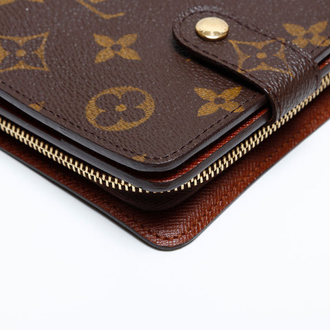 LOUIS VUITTON 2003 Monogram Compact Zip Bifold Wallet Brown WS20104