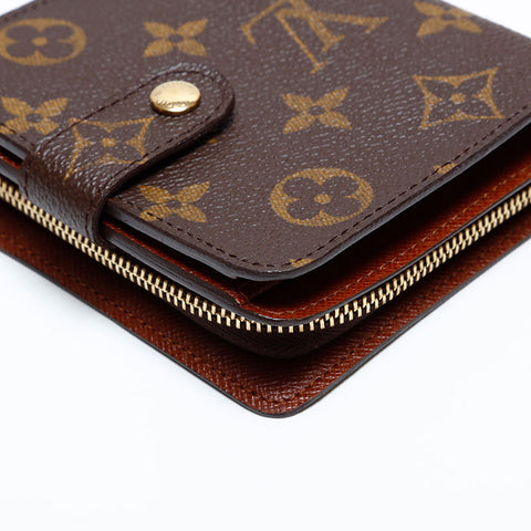 LOUIS VUITTON 2003 Monogram Compact Zip Bifold Wallet Brown WS20104