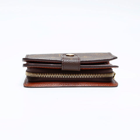 LOUIS VUITTON 2003 Monogram Compact Zip Bifold Wallet Brown WS20104