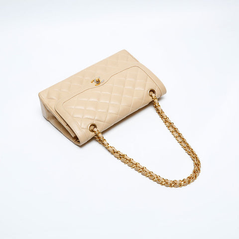 CHANEL No. 2 1993-1994 Paris Limited Edition 25 Matelasse Lambskin Shoulder Bag beige WS20111
