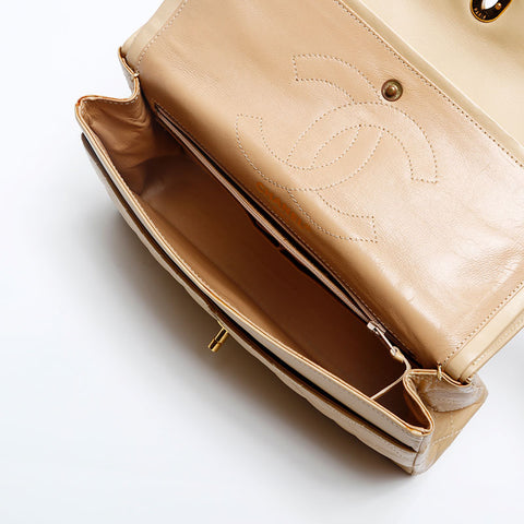 CHANEL No. 2 1993-1994 Paris Limited Edition 25 Matelasse Lambskin Shoulder Bag beige WS20111