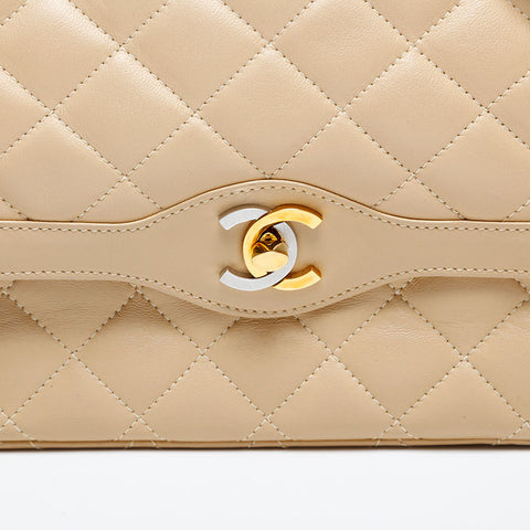 CHANEL No. 2 1993-1994 Paris Limited Edition 25 Matelasse Lambskin Shoulder Bag beige WS20111