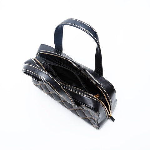 CHANEL No.9 2004-2005 Bowling Bag Lambskin Wild Stitch Handbag black WS20112
