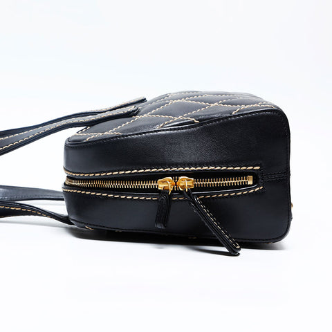 CHANEL No.9 2004-2005 Bowling Bag Lambskin Wild Stitch Handbag black WS20112