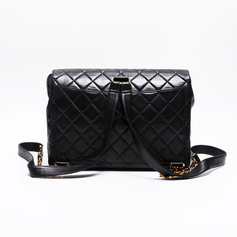CHANEL No. 3 1994-1999 小羊皮马特拉斯背包背包黑色 WS20113