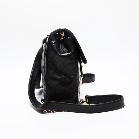 CHANEL No. 3 1994-1999 Lambskin Matelasse Backpack Â· Daypack black WS20113