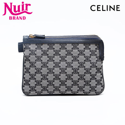 CELINE macadam canvas Pouch Navy WS20114