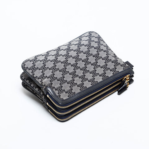 CELINE macadam canvas Pouch Navy WS20114