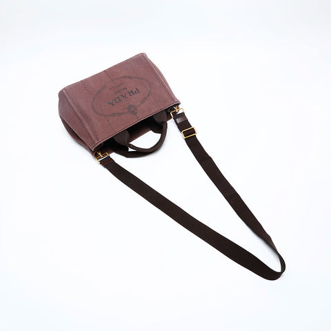 PRADA Canapa Small Canvas Handbag Brown WS20115