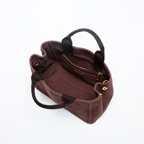 PRADA Canapa Small Canvas Handbag Brown WS20115
