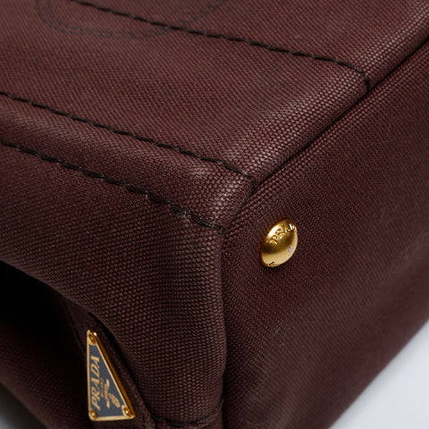 PRADA Canapa Small Canvas Handbag Brown WS20115