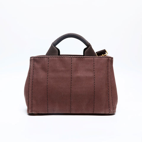 PRADA Canapa Small Canvas Handbag Brown WS20115