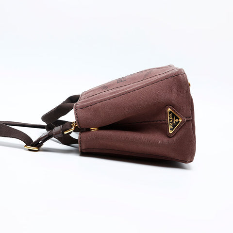 PRADA Canapa Small Canvas Handbag Brown WS20115
