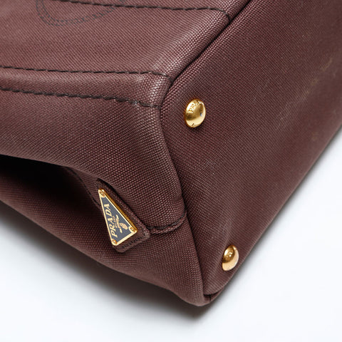 PRADA Canapa Small Canvas Handbag Brown WS20115