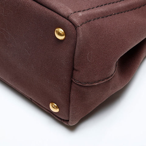 PRADA Canapa Small Canvas Handbag Brown WS20115