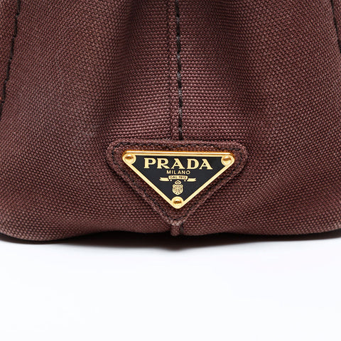 PRADA Canapa Small Canvas Handbag Brown WS20115