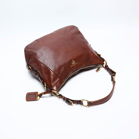 PRADA Soft Calfskin Shoulder Bag Brown WS20118