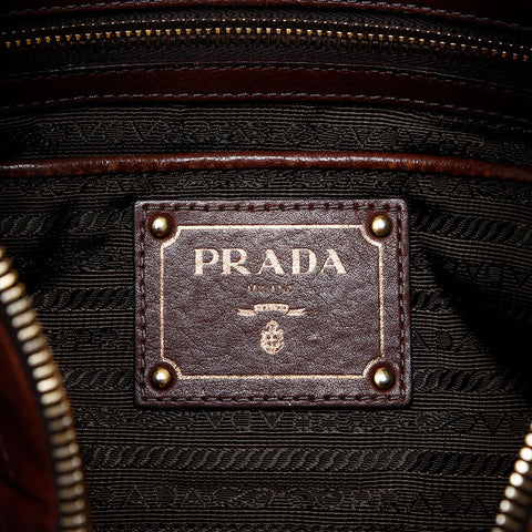 PRADA Soft Calfskin Shoulder Bag Brown WS20118