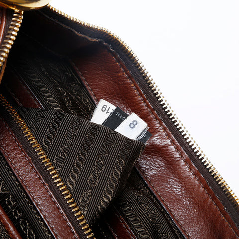 PRADA Soft Calfskin Shoulder Bag Brown WS20118