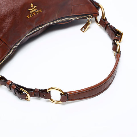 PRADA Soft Calfskin Shoulder Bag Brown WS20118