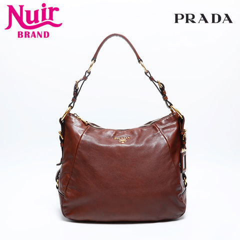 PRADA Soft Calfskin Shoulder Bag Brown WS20118